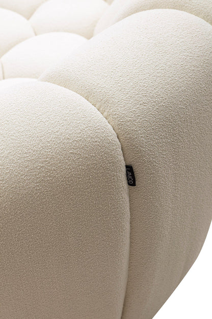 Divani Casa Yolonda - Stylish Curved Off-White Fabric Loveseat for Modern Spaces