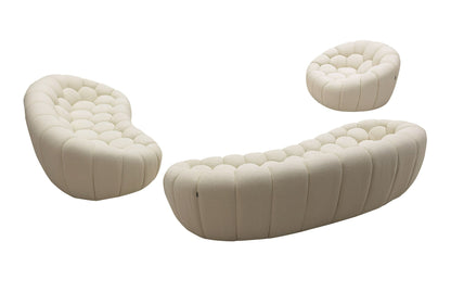 Divani Casa Yolonda Modern Curved Chair – Off-White Fabric Accent Lounge Seat
