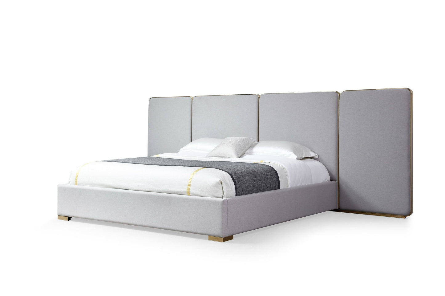 Modrest Athena - Modern Light Grey Linen + Gold Bed