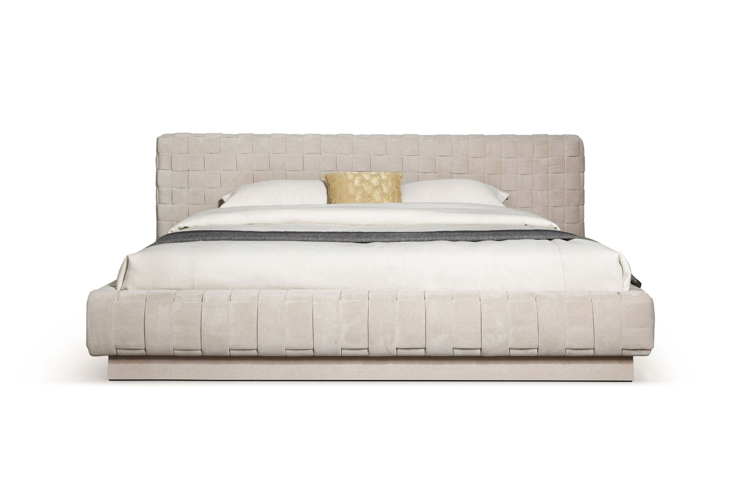 Modrest Concord Modern Grey Velvet, Black Marble, Black Ash, and Aluminum Bedroom Set for a Luxurious and Contemporary Bedroom Style