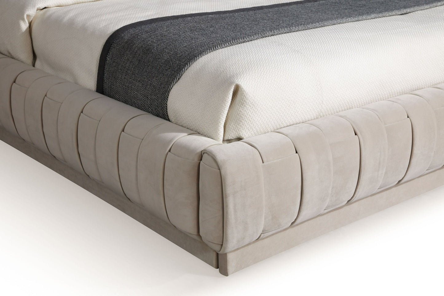 Modrest Concord Modern Grey Velvet, Black Marble, Black Ash, and Aluminum Bedroom Set for a Luxurious and Contemporary Bedroom Style