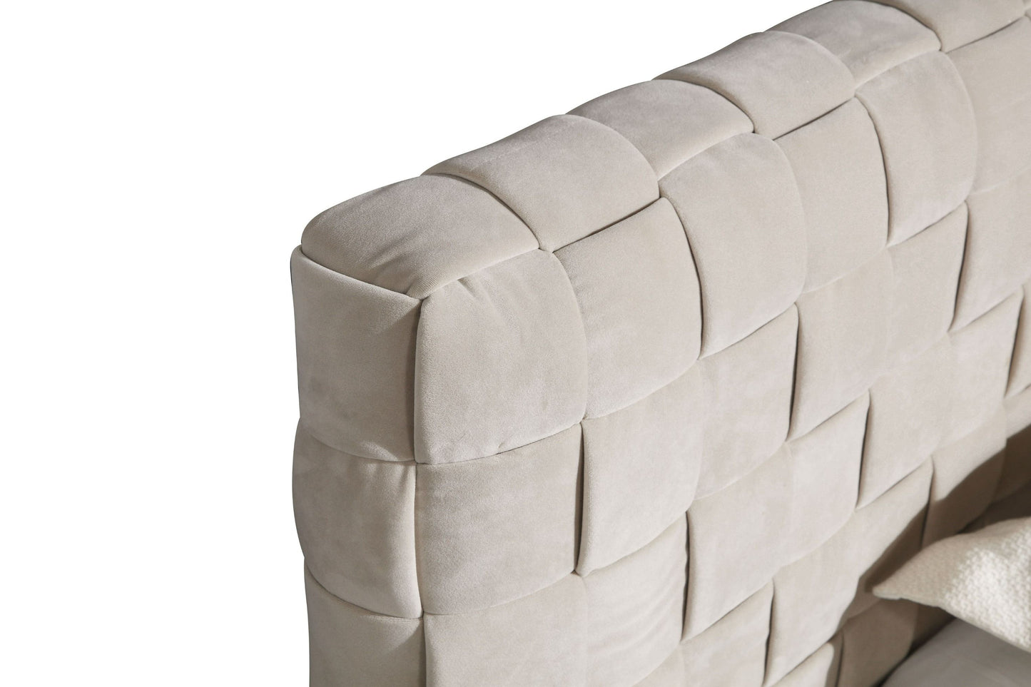 Modrest Concord Modern Light Grey Velvet Bed - Elegant and Luxurious Bedroom Centerpiece