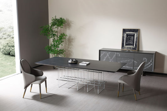Modrest Inverness Contemporary Black Oak and Acrylic Dining Table for Sleek and Modern Dining Spaces