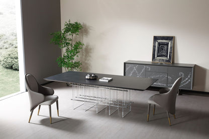 Modrest Inverness - Contemporary Black Oak + Acrylic Dining Table