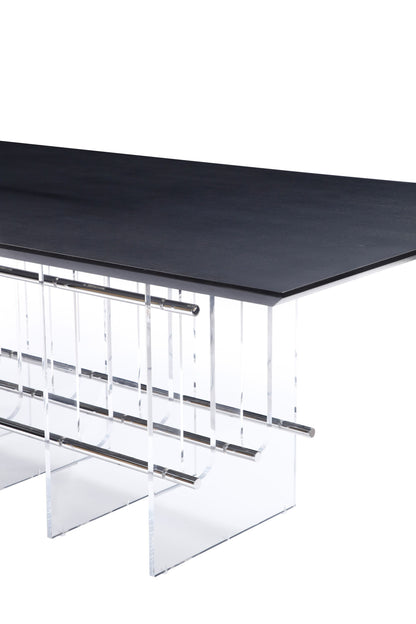 Modrest Inverness - Contemporary Black Oak + Acrylic Dining Table