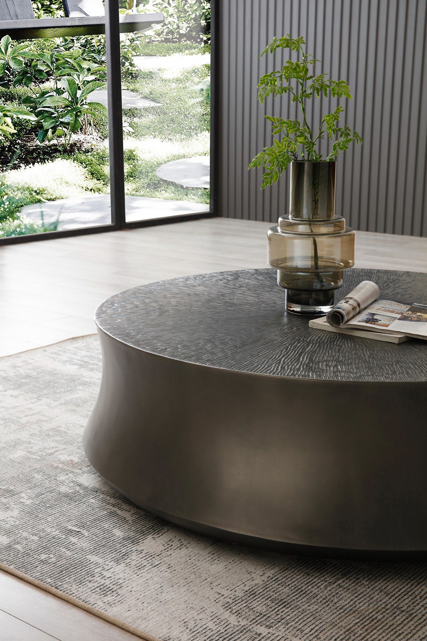 Modrest Airdrie - Modern Antique Grey Large Round Coffee Table