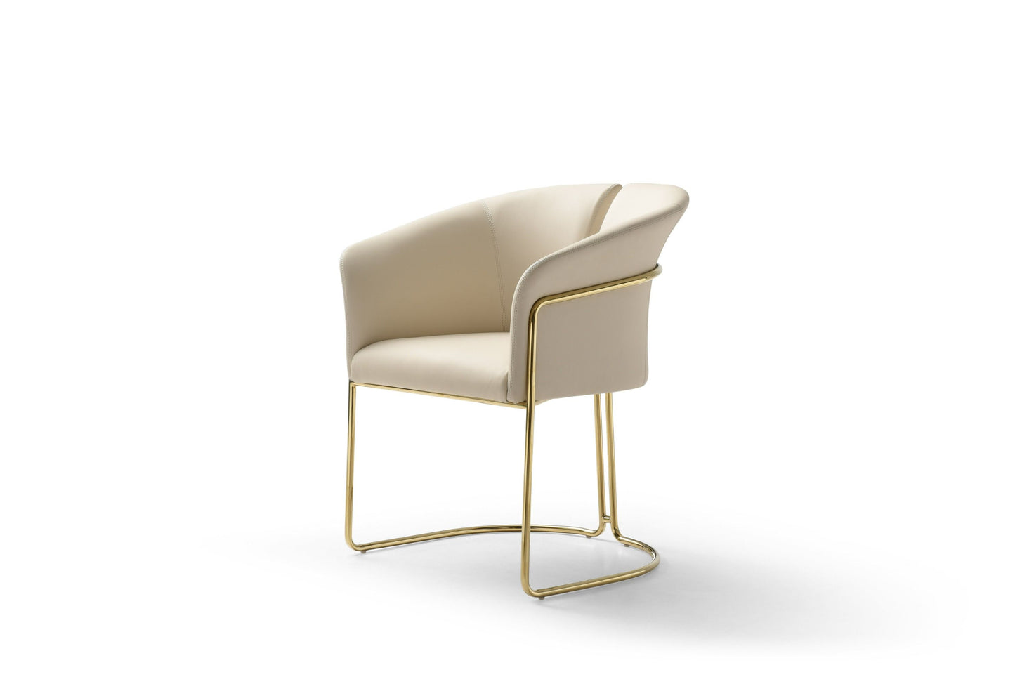 Modrest Renfew - Modern Beige Vegan Leather + Champagne Gold Dining Chair