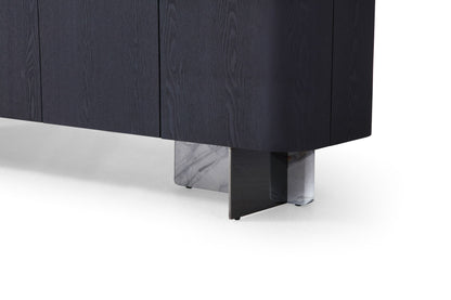 Modrest Broxburn Modern Black Oak and Faux Marble Buffet for Chic and Elegant Dining Room Storage