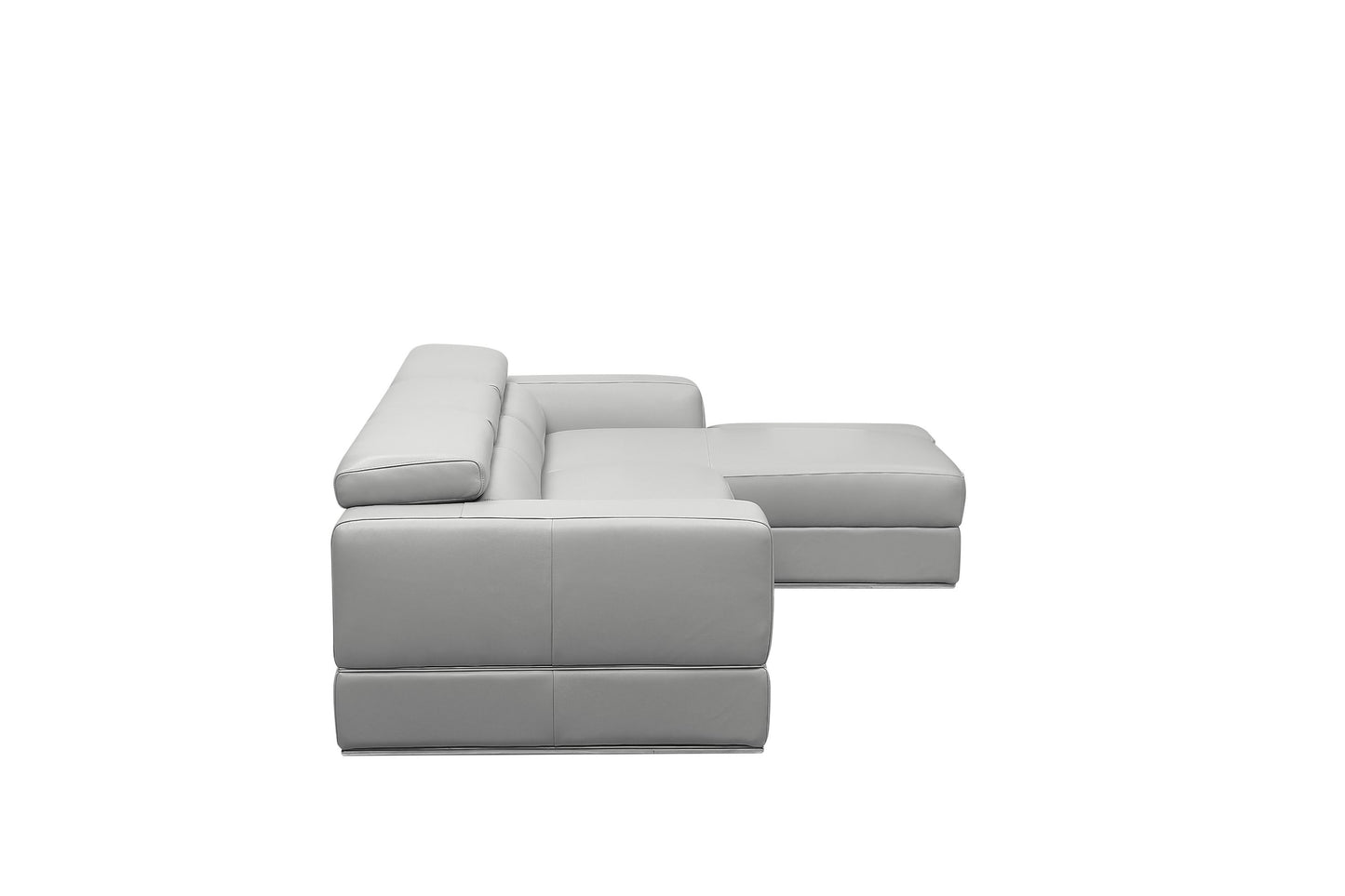 Divani Casa Pella Mini - Modern Grey Italian Leather Right Facing Chaise Sectional Sofa