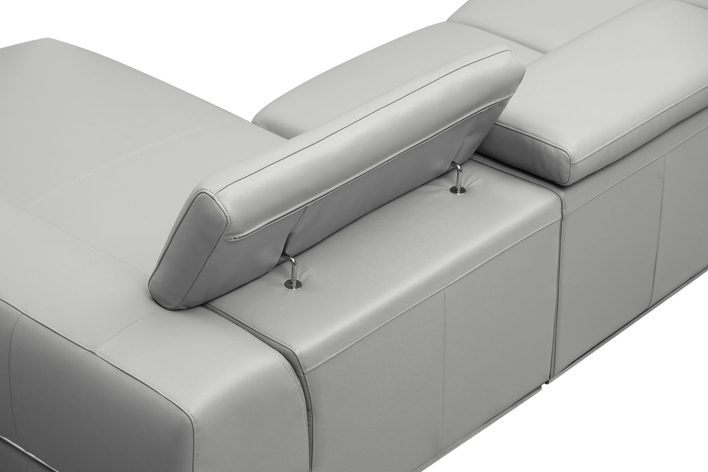 Divani Casa Pella Mini - Modern Grey Italian Leather Right Facing Chaise Sectional Sofa