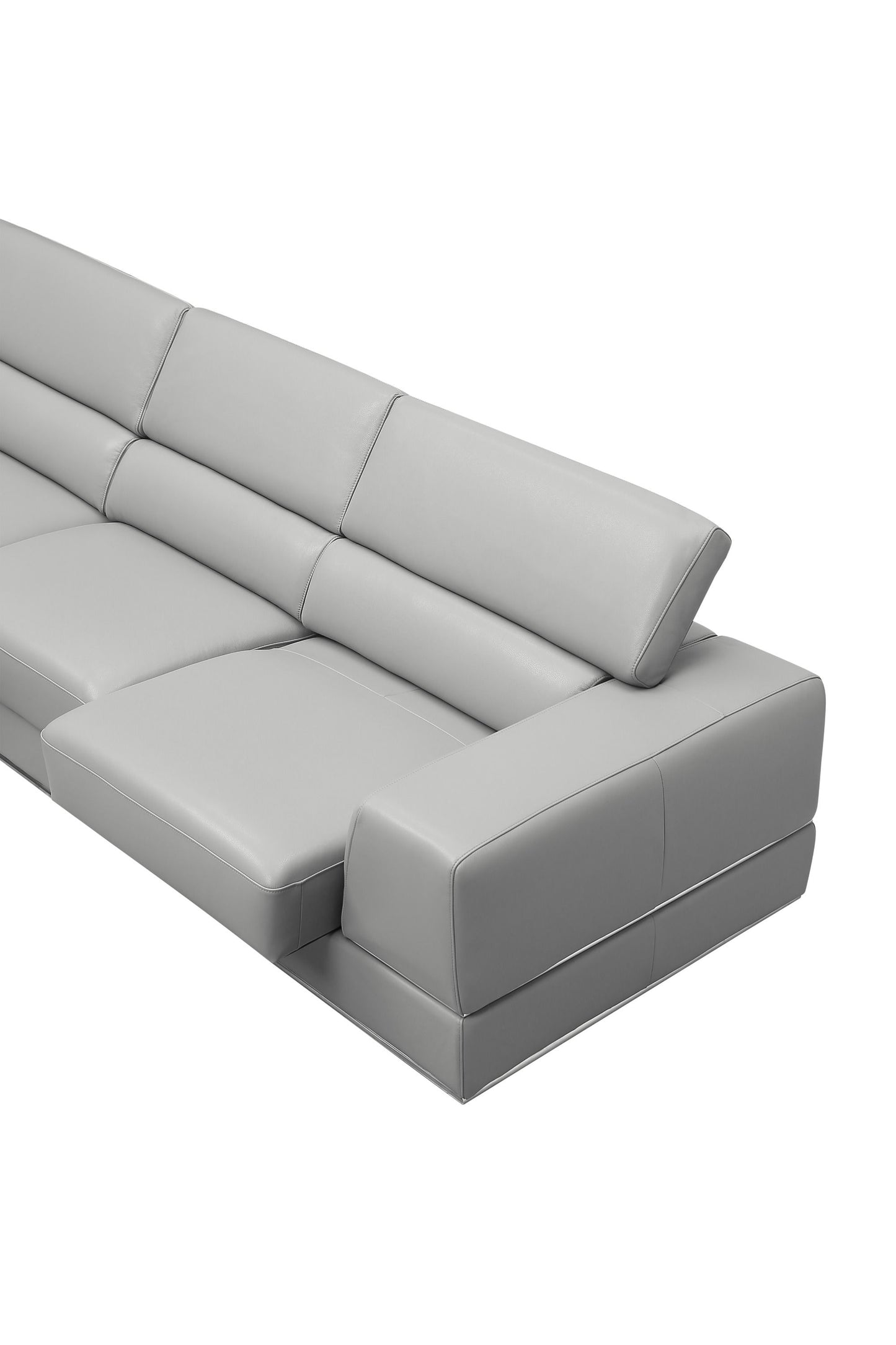 Divani Casa Pella Mini - Modern Grey Italian Leather Left Facing Sectional Sofa