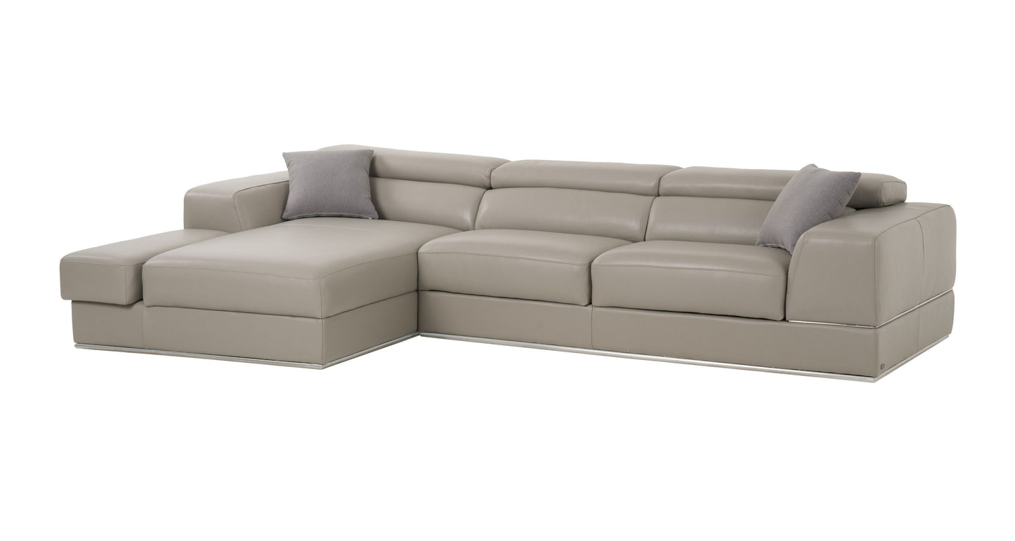 Divani Casa Pella Mini Modern Grey Italian Leather Left Facing Sectional Sofa - Elegant and Comfortable Seating for Your Living Room