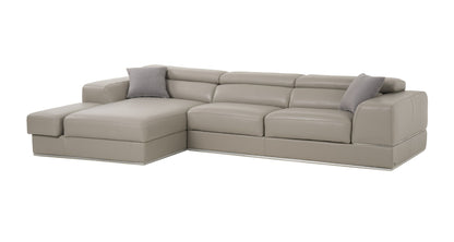 Divani Casa Pella Mini Modern Grey Italian Leather Left Facing Sectional Sofa - Elegant and Comfortable Seating for Your Living Room