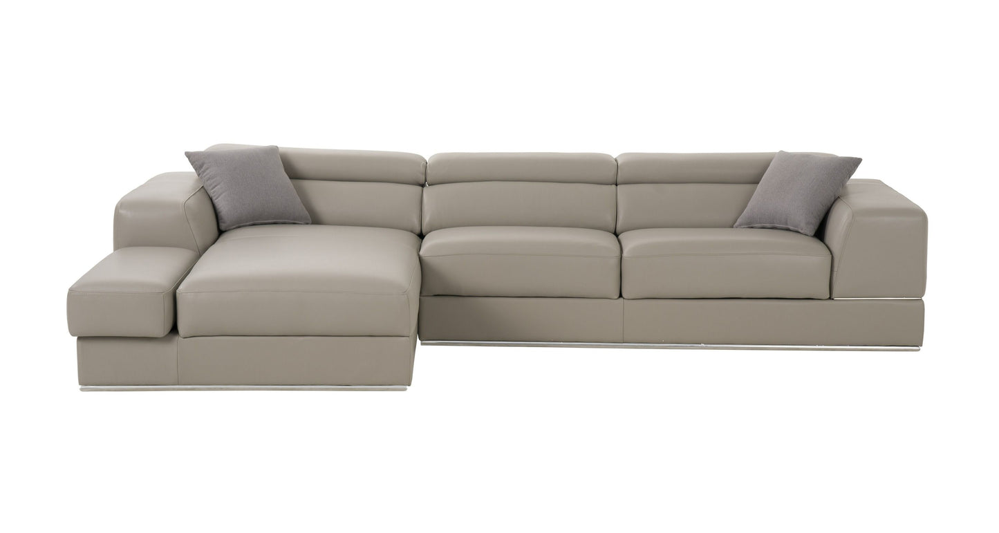 Divani Casa Pella Mini Modern Grey Italian Leather Left Facing Sectional Sofa - Elegant and Comfortable Seating for Your Living Room