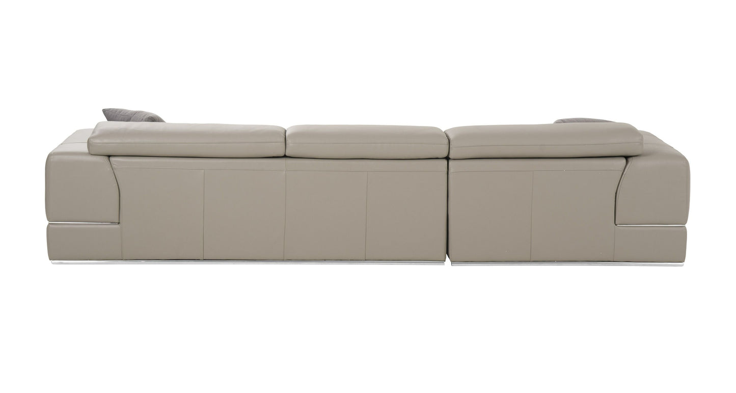 Divani Casa Pella Mini Modern Grey Italian Leather Left Facing Sectional Sofa - Elegant and Comfortable Seating for Your Living Room