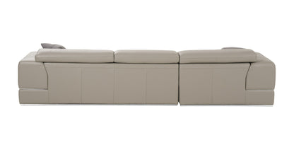 Divani Casa Pella Mini Modern Grey Italian Leather Left Facing Sectional Sofa - Elegant and Comfortable Seating for Your Living Room