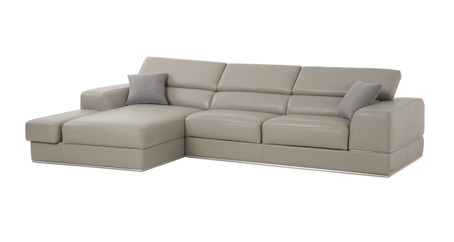Divani Casa Pella Mini Modern Grey Italian Leather Left Facing Sectional Sofa - Elegant and Comfortable Seating for Your Living Room