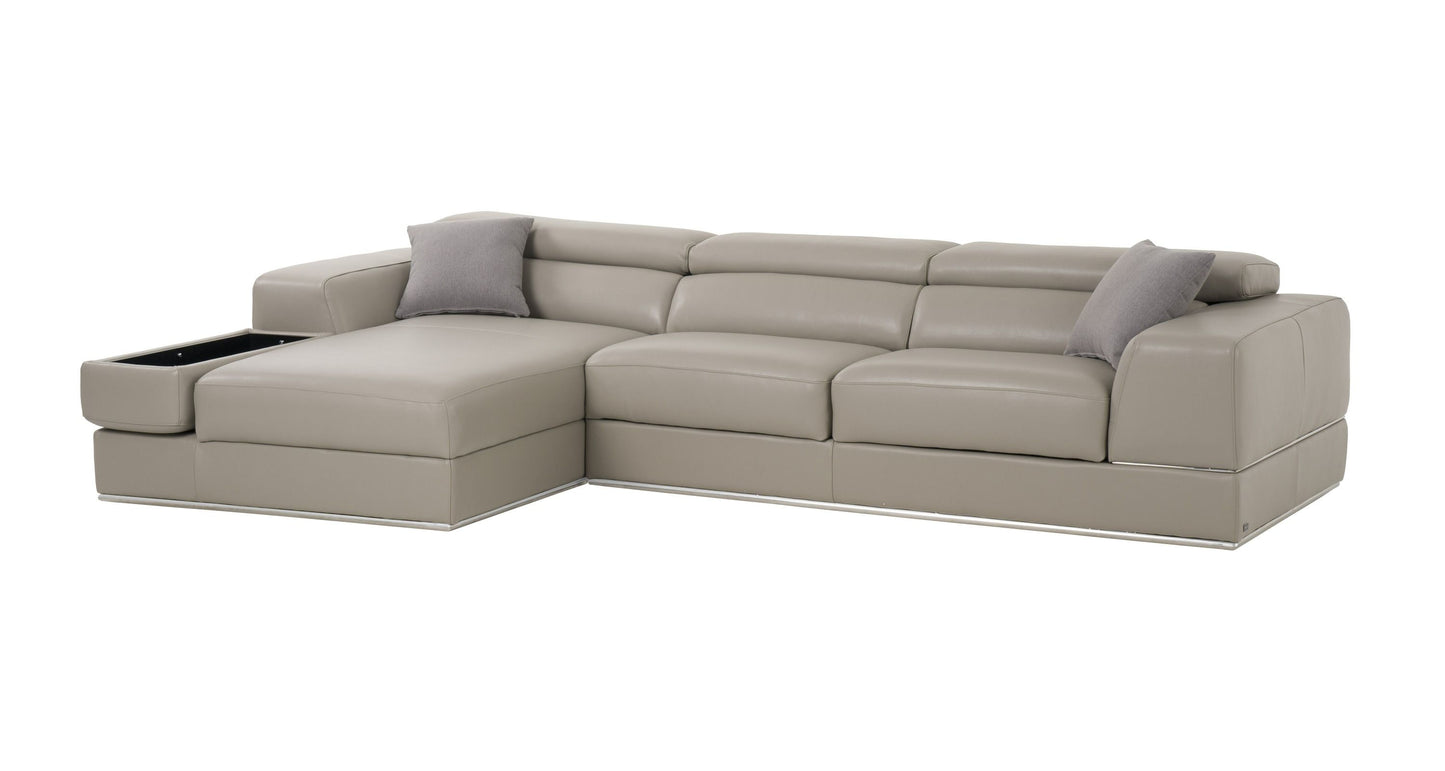 Divani Casa Pella Mini Modern Grey Italian Leather Left Facing Sectional Sofa - Elegant and Comfortable Seating for Your Living Room