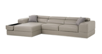 Divani Casa Pella Mini Modern Grey Italian Leather Left Facing Sectional Sofa - Elegant and Comfortable Seating for Your Living Room