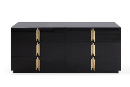 Modrest Token Modern Black & Gold Wide Dresser – Luxury Contemporary Storage
