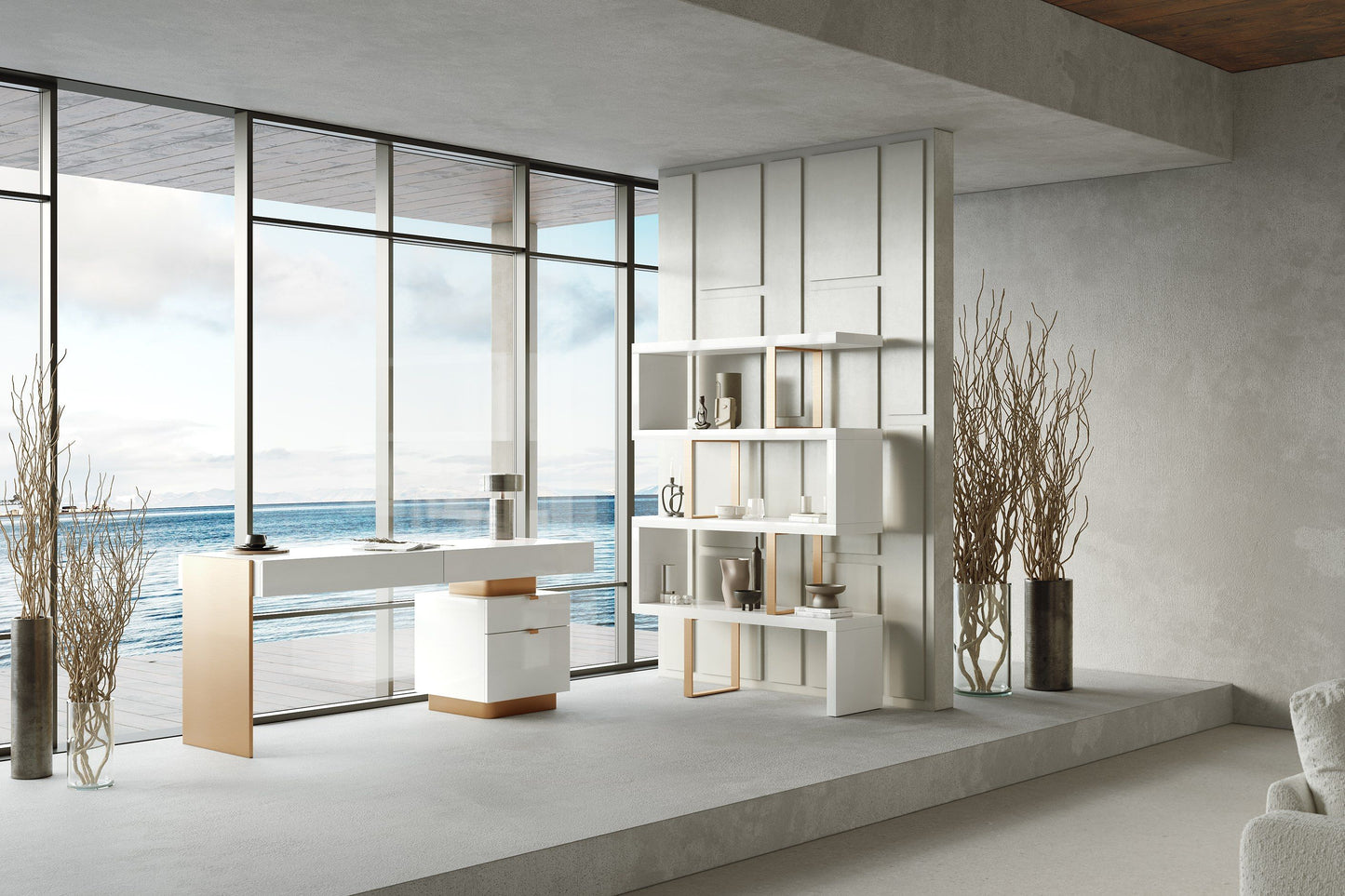 Modrest Maze - Modern White & Gold Bookcase