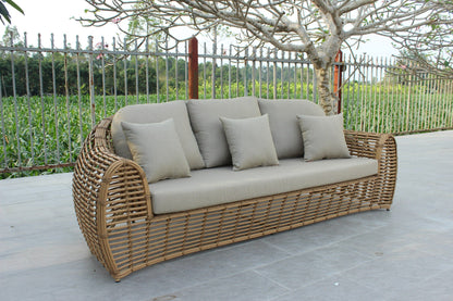 Sandra Outdoor Beige and Wicker Sofa Set for Stylish and Comfortable Patio or Garden Lounging