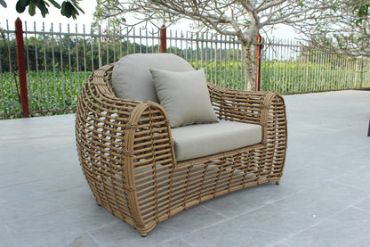 Sandra Outdoor Beige and Wicker Sofa Set for Stylish and Comfortable Patio or Garden Lounging