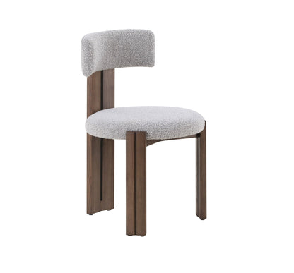 Modrest Sheridan Dining Chair – Mid-Century Modern Grey Fabric with Walnut Frame