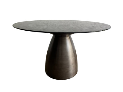 Modrest Calexico Contemporary Black Wave Glass Round Dining Table for Modern and Elegant Dining Spaces