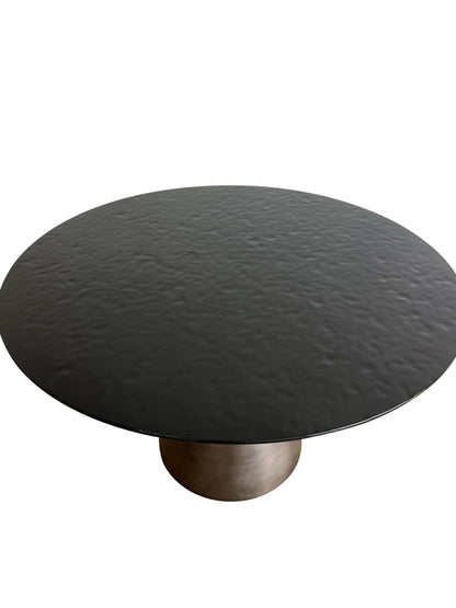 Modrest Calexico Contemporary Black Wave Glass Round Dining Table for Modern and Elegant Dining Spaces