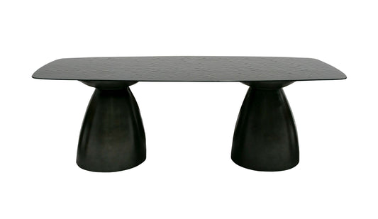 Modrest Calexico - Contemporary Black Wave Glass Wide Rectangular Dining Table