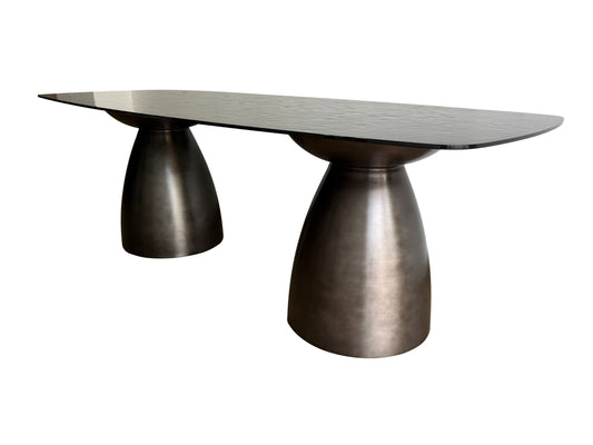 Modrest Calexico - Contemporary Black Wave Glass Rectangular Dining Table