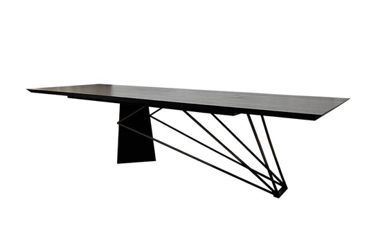 Modrest Elkhorn - Glam Black Ash + Stainless Steel 126" Dining Table