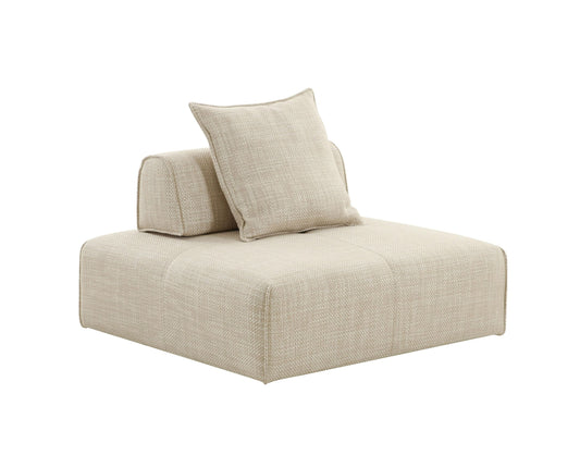Divani Casa Mondo Modern Modular Beige Fabric Armless Seat - Versatile & Stylish Seating Solution