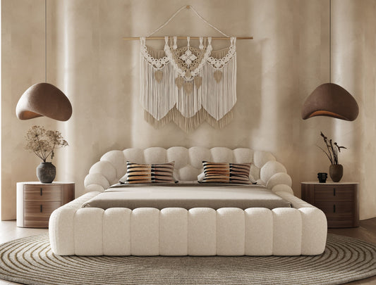 Divani Casa Yolonda - Modern Off White Fabric Bed