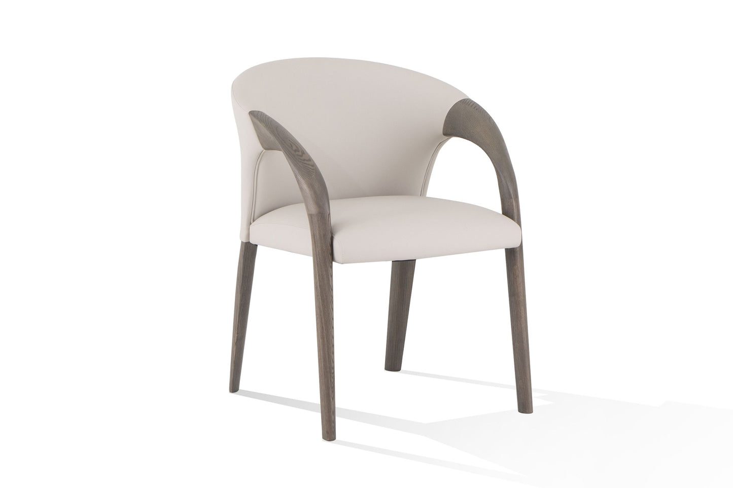 Modrest Wynetta Mid-Century Modern Grey Vegan Leather + Grey Ash Dining Chair