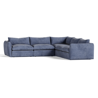 Kinsey Modern Blue Fabric Modular 5‑Piece Sectional Sofa