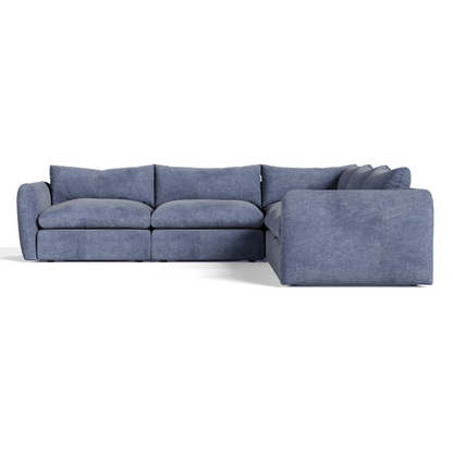 Kinsey Modern Blue Fabric Modular 5‑Piece Sectional Sofa