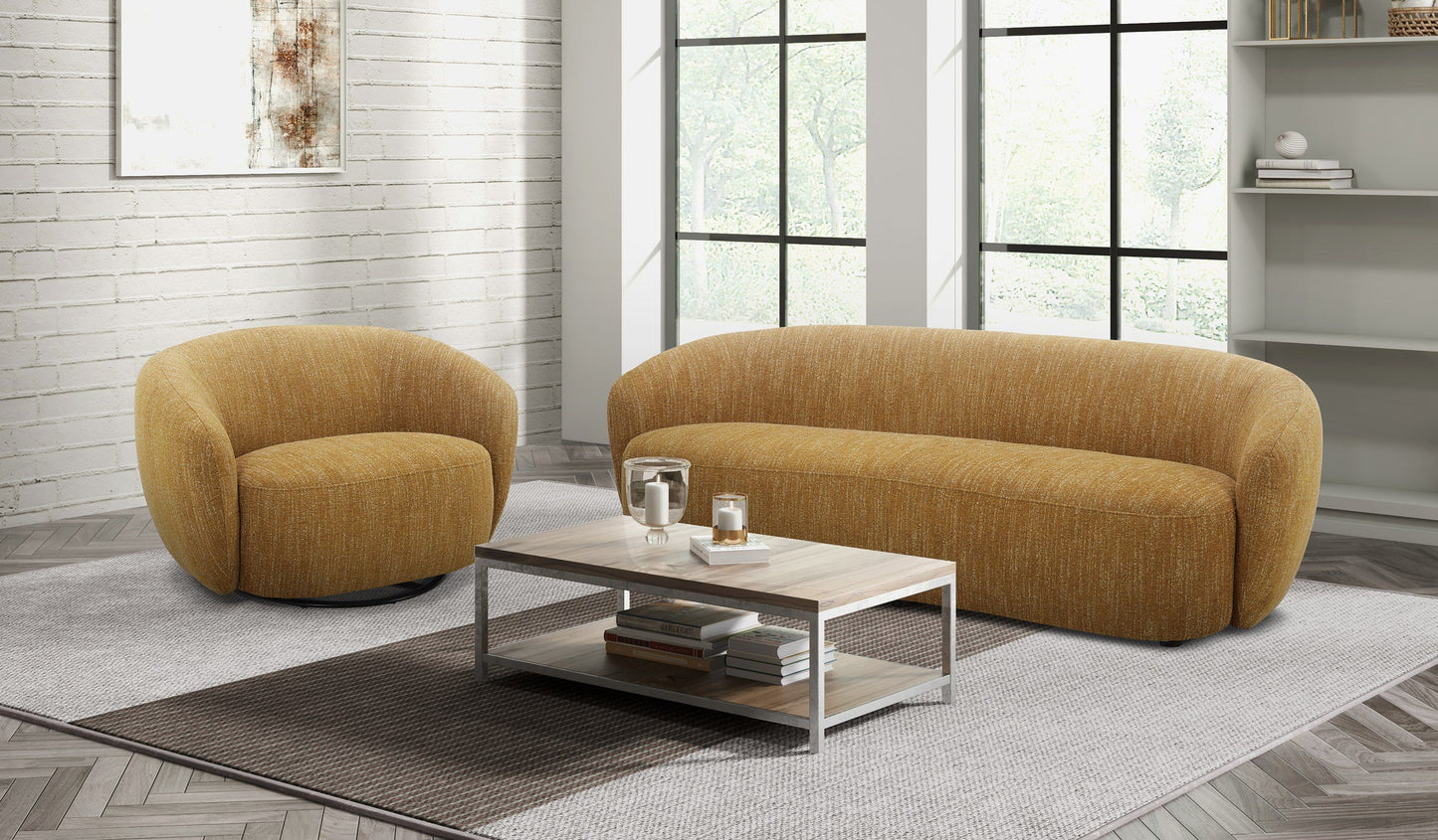 Divani Casa Norris - Modern Mustard Fabric Swivel Accent Chair