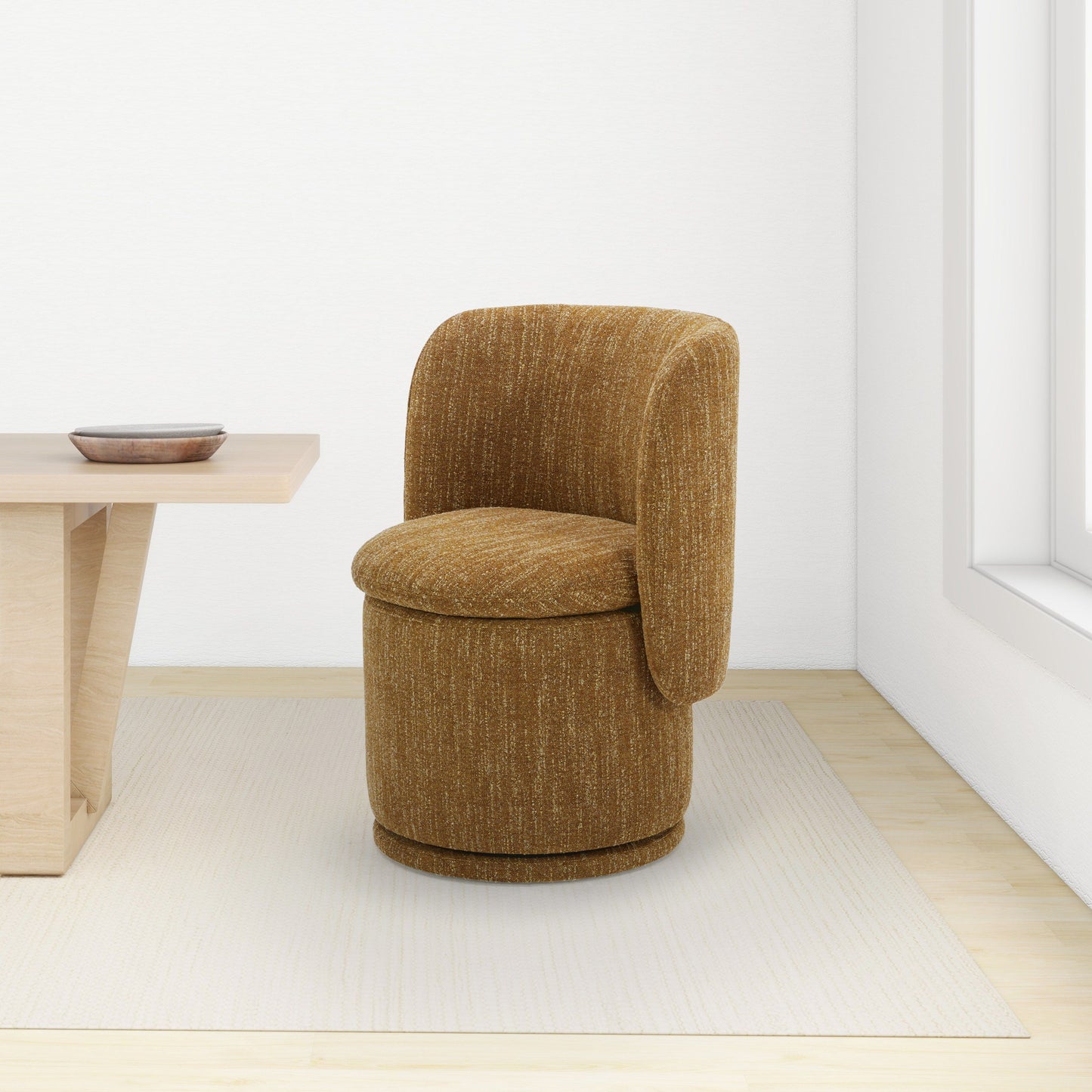 Divani Casa Norris - Modern Mustard Fabric Swivel Dining Chair