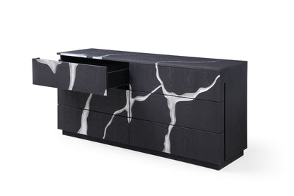 Modrest Aspen - Modern Matte Brown Ash & Silver Dresser