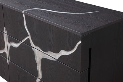 Modrest Aspen - Modern Matte Brown Ash & Silver Dresser