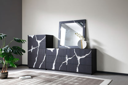 Modrest Aspen Modern Matte Brown Ash & Silver Mirror - Elegant and Contemporary Wall Accent for Your Space