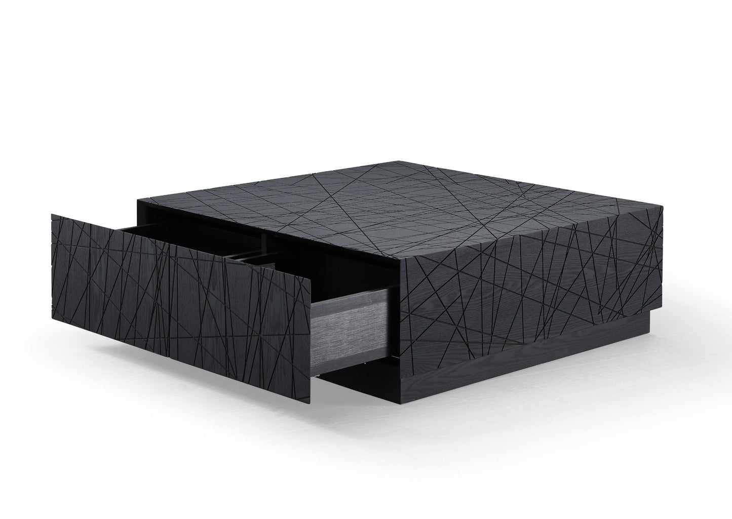 Modrest Kenda - Modern Black Oak Square Coffee Table With Storage