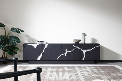 Modrest Aspen Modern Matte Brown Ash & Silver TV Stand - Stylish and Functional Entertainment Center for Your Living Room