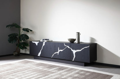 Modrest Aspen Modern Matte Brown Ash & Silver TV Stand - Stylish and Functional Entertainment Center for Your Living Room