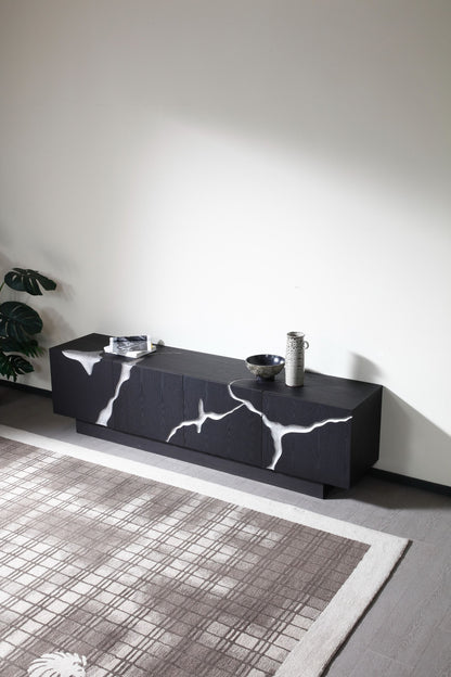 Modrest Aspen Modern Matte Brown Ash & Silver TV Stand - Stylish and Functional Entertainment Center for Your Living Room