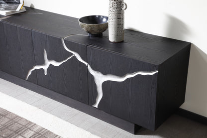 Modrest Aspen Modern Matte Brown Ash & Silver TV Stand - Stylish and Functional Entertainment Center for Your Living Room