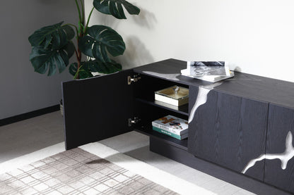 Modrest Aspen Modern Matte Brown Ash & Silver TV Stand - Stylish and Functional Entertainment Center for Your Living Room