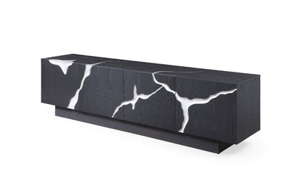 Modrest Aspen Modern Matte Brown Ash & Silver TV Stand - Stylish and Functional Entertainment Center for Your Living Room
